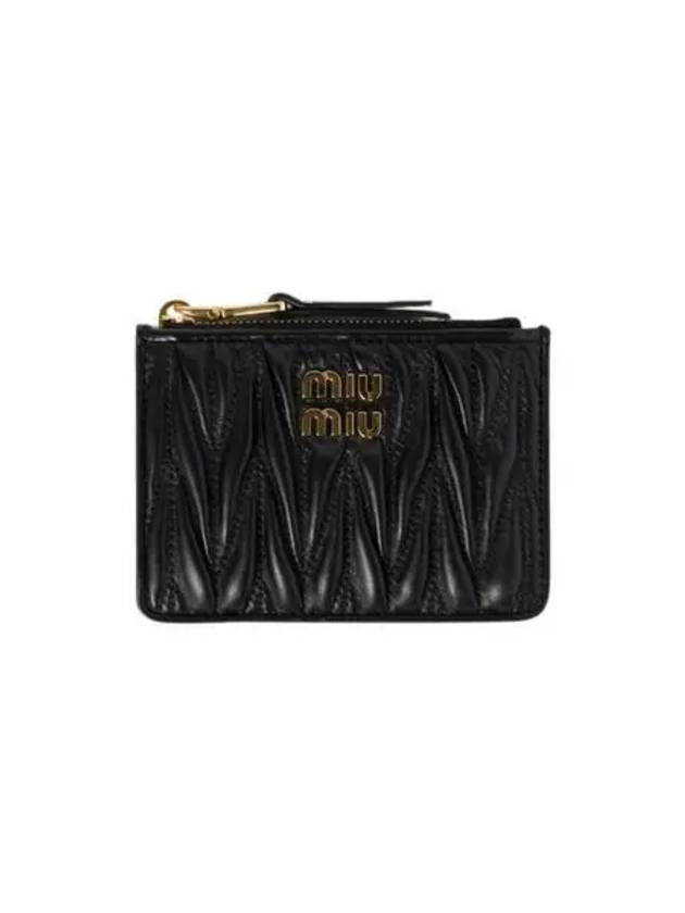 미우 미우 마테라쎄 나파 레더 카드 홀더 블랙 Miu Miu Matelasse Nappa Leather Card Holder Black