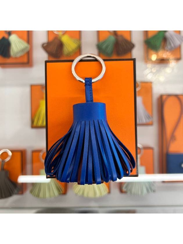 에르메스 카르멘 싱글 키링 테슬 백참 블루 버건디 민트