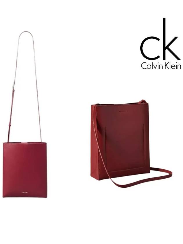 캘빈클라인 가방 여성 라인 가죽 크로스바디백 레드