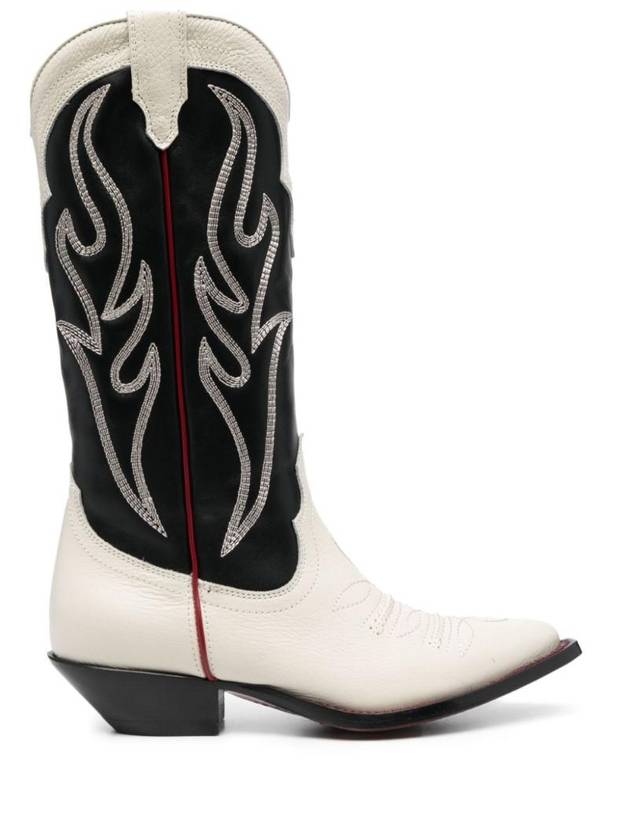 Sonora 여성 EMBROIDERED SUEDE WESTERN BOOTS SANTAFEMAXIFLOWER35VACCHETTABLACK WHITE