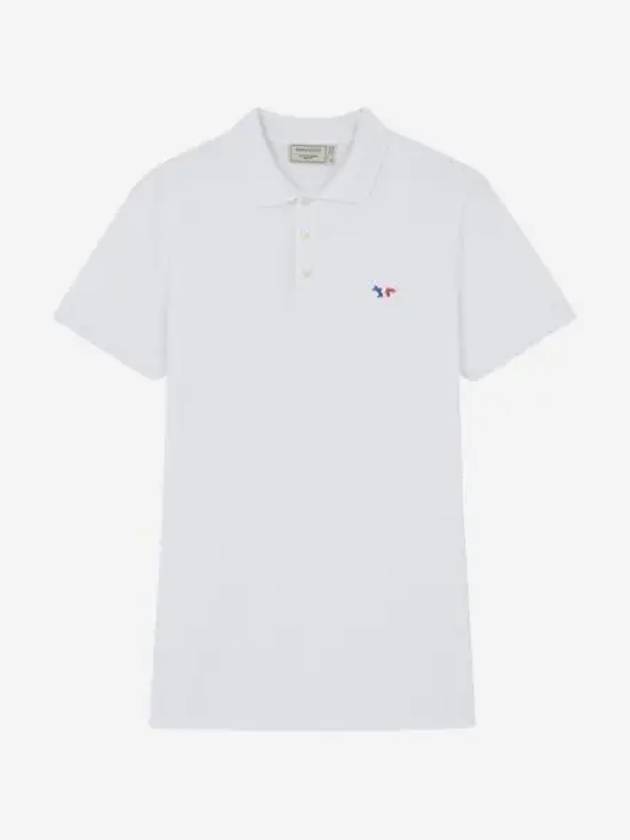 메종 키츠네 트라이컬러 폭스 패치 클래식 폴로 화이트 Maison Kitsune Tricolor Fox Patch Classic Polo White