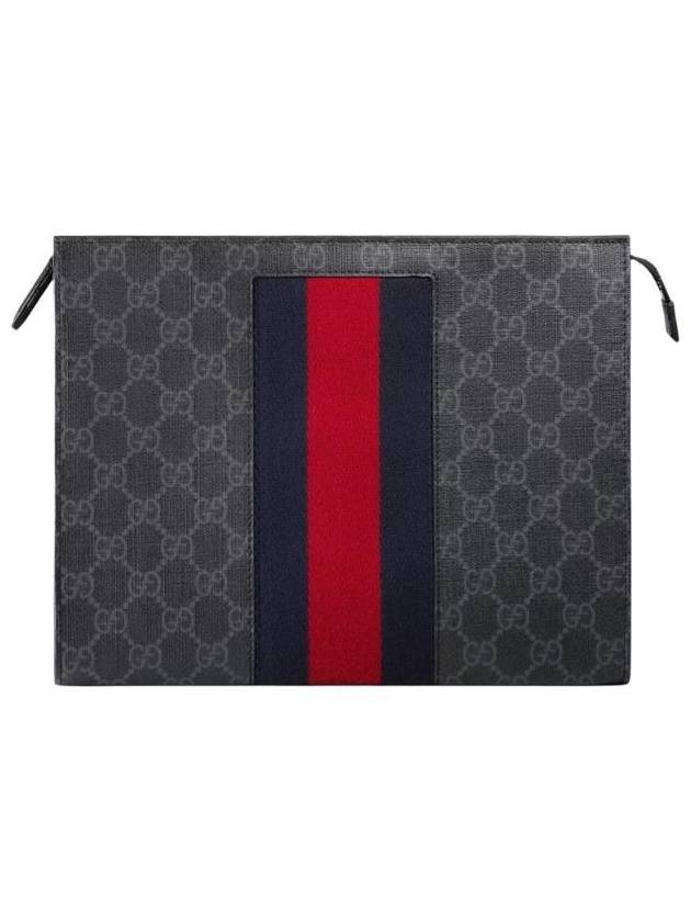 구찌 GG 슈프림 웹 파우치 블랙 그레이 475316 KHN4C 1095