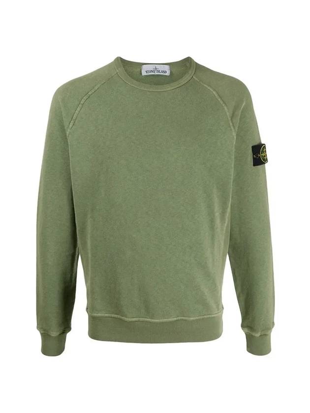 스톤아일랜드 로고 와펜 워싱 래글런 맨투맨 올리브