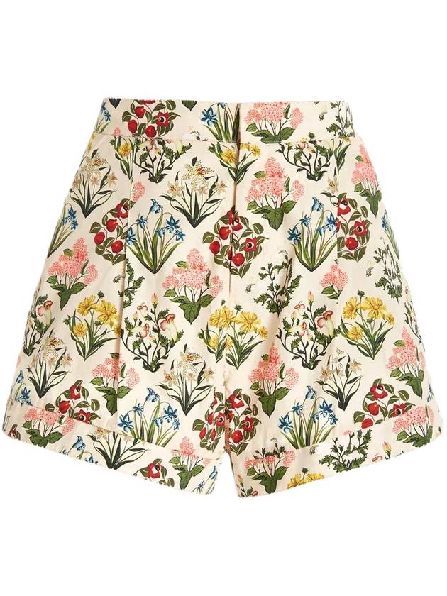 TORONJIL PLEATED FLORAL COTTON SHORTS
