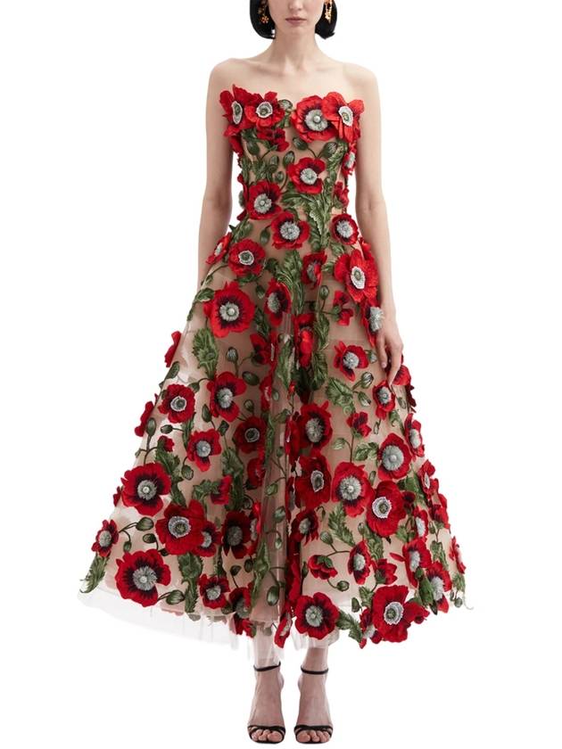 POPPY EMBROIDERED MIDI DRESS