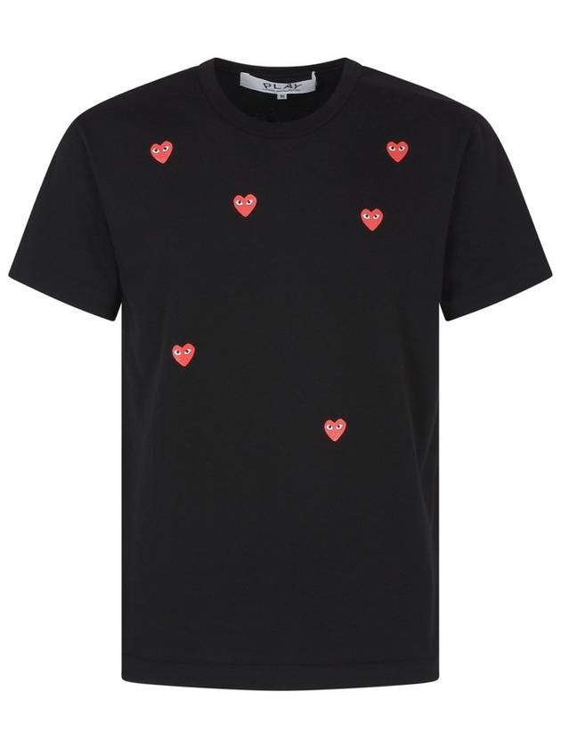 Comme des Garcons 플레이 하트 프린트 크루넥 티셔츠