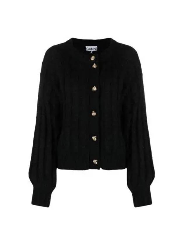 W 가니 케이블 퍼프 가디건 블랙 W Ganni Cable Puff Cardigan Black