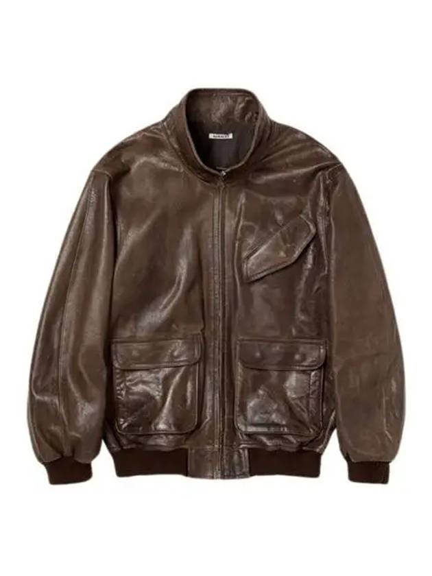 오라리 헤비 램 레더 집업 블루종 다크 브라운 Auralee Heavy Lamb Leather Zip Blouson Dark Brown