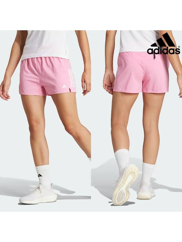 아디다스 여성 달리기 삼선 3인치 쇼츠 반바지 블리스핑크
