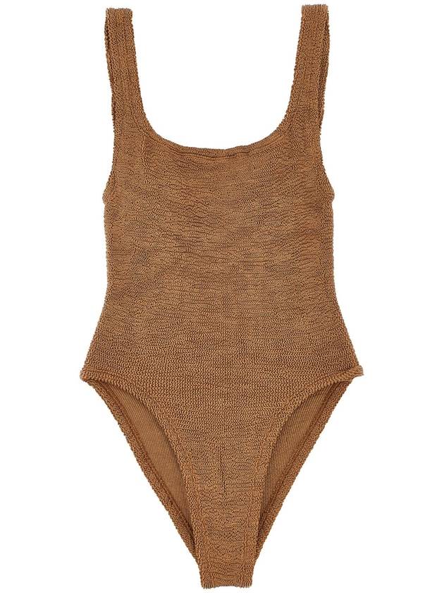 훈자지 'Square Neck' one piece swimsuit SQUARENECKSWIMMETALLICCOCOA