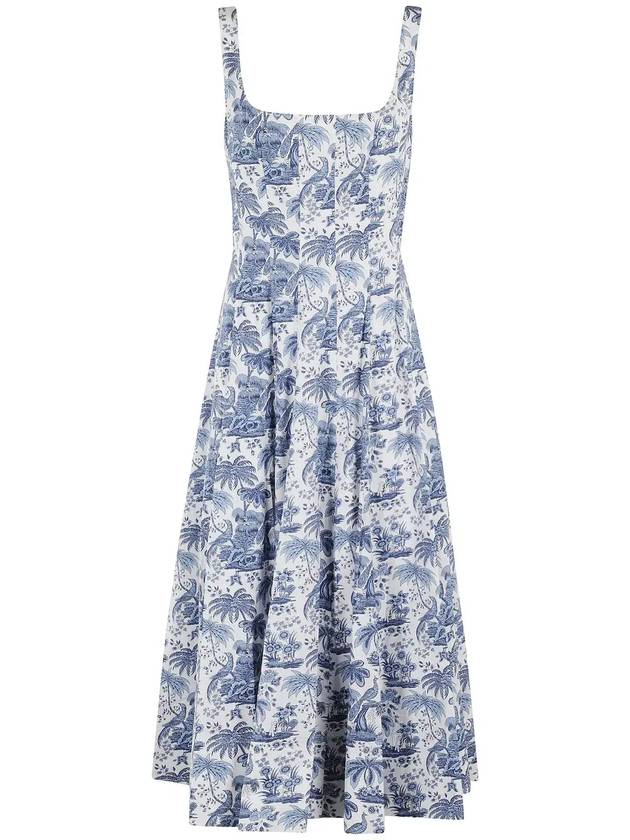 Staud Wells 플로럴 프린트 민소매 미디 드레스 1487291A_CHBT