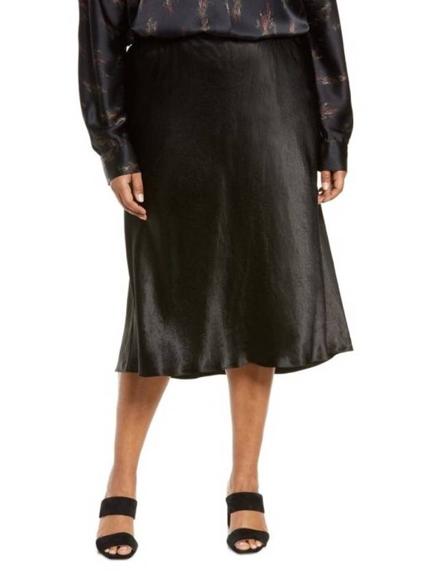 VINCE 빈스 새틴 슬립 스커트 치마 BLACK