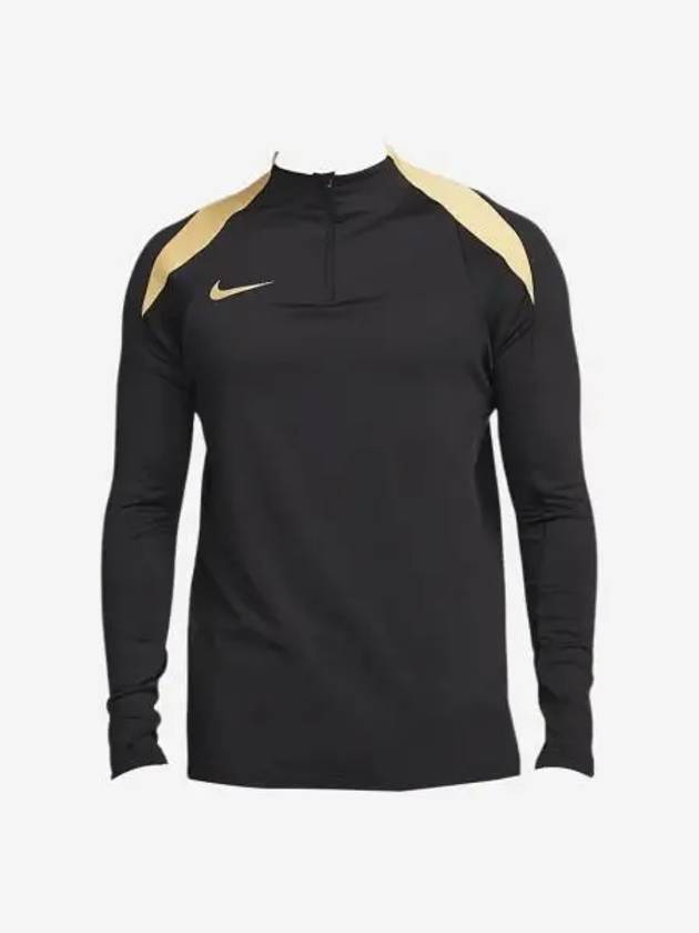 나이키 드라이핏 스트라이크 풋볼 하프 집 드릴 탑 블랙 저지 골드 아시아 Nike Dri Fit Strike Football Half Zip Drill Top Black Jersey Gold Asia
