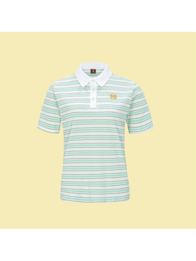 마헤스 여성 반팔 티셔츠 골드라벨 골지스트라이프 미들소매 카라티셔츠 GT60626