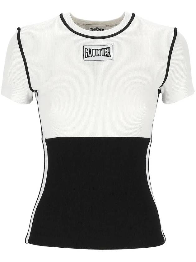 장 폴 고티에 컬러 블록 로고 프린트 티셔츠 TS104PJ080_0100