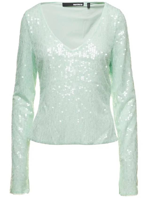 ROTATAE 스팽글 브이넥 긴팔 티셔츠 1125761170_1170