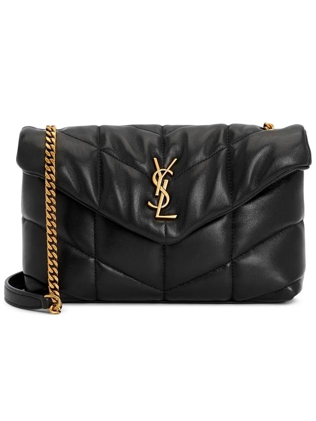 생로랑 금장 퀼팅 푸퍼 토이 숄더 백 블랙