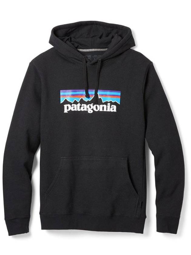 파타고니아 남성 P6 로고 업라이절 후디 상의 후드 티셔츠 Black