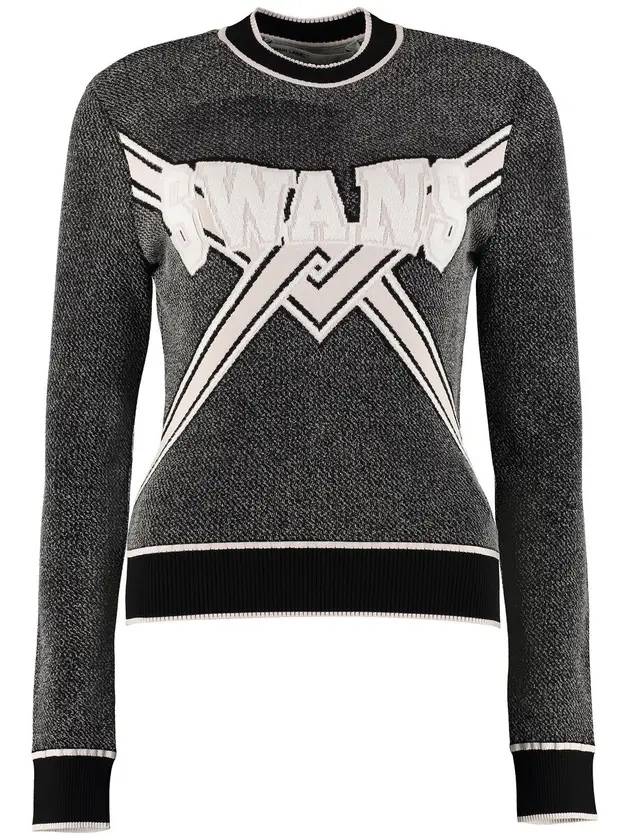 오프화이트 스완 크롭 슬림 니트탑 그레이