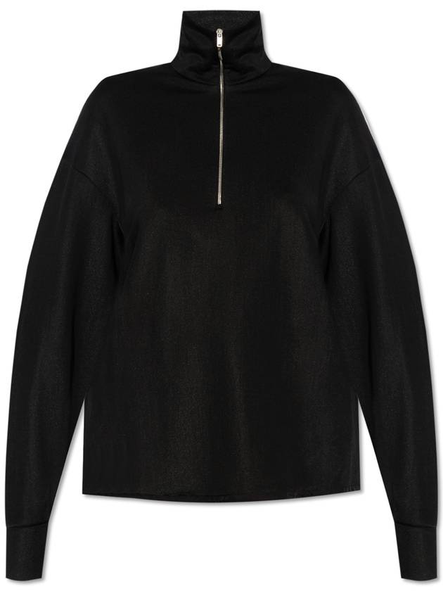 24SS 질샌더 여성 목폴라 JIL SANDER Sweatshirt With Standing Collar  Women's  Black