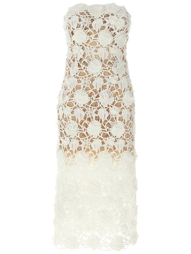 Ermanno Scervino 마크라메 레이스 민소매 미디 드레스