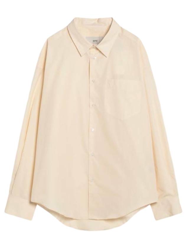 아미 코튼 아미 드 쾨르 박시 반팔 셔츠 화이트 크림