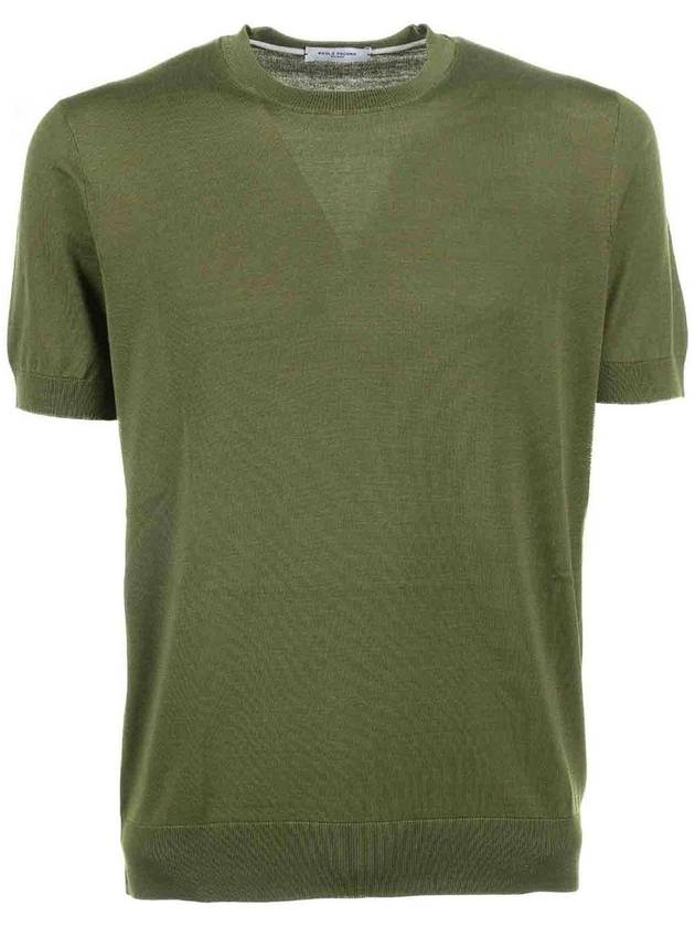 Paolo Pecora Green T-Shirt In Cotton And Silk