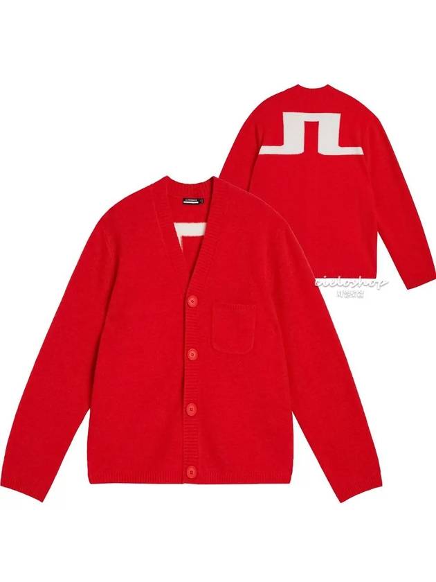 제이린드버그 CLARKE 클라크 남성 니트 울 알파카가디건 레드 AMKW09408