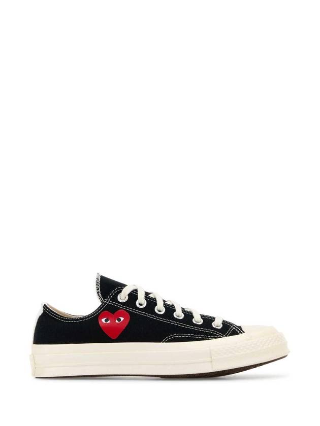COMME DES GARCONS PLAY AZK128001 BLACK Black canvas Comme Des GarA ons X Converse sneakers