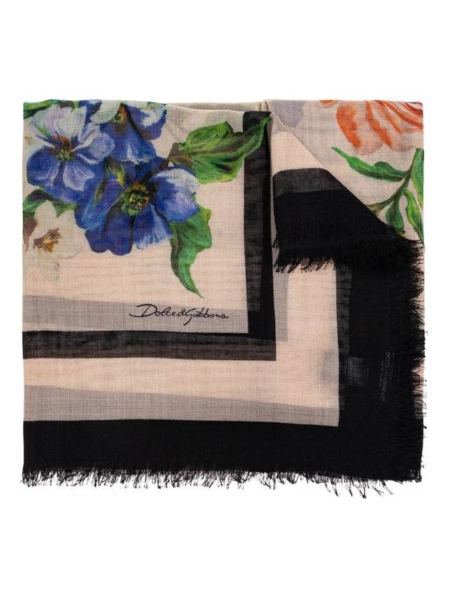 돌체앤가바나 플로럴 프린트 프린지 엣지 스카프