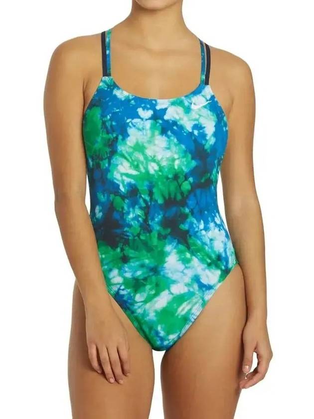 나이키 타이 다이 스파이더백 원피스 수영복 블루 그린