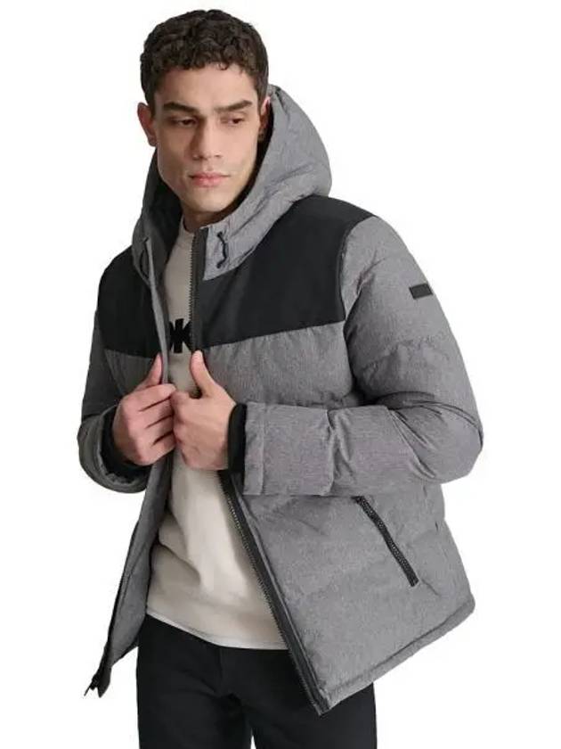 DKNY 디케이앤와이 맨즈 믹스드 미디어 푸퍼 패딩 코트 라이트 헤더 그레이 6814003