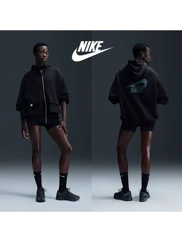 나이키 바람막이 여성 백로고 탑 후드 재킷 블랙