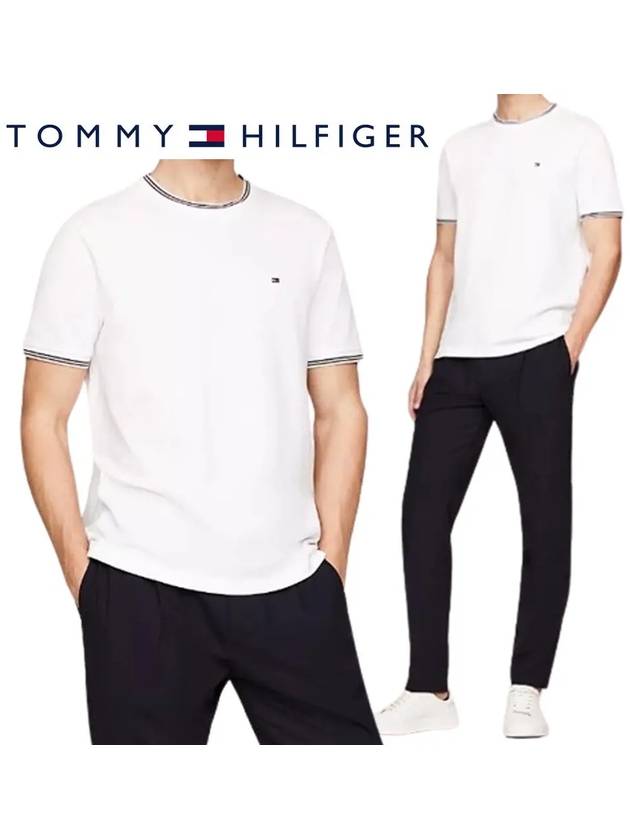 타미힐피거 반팔 시그니처 링거 탑 티셔츠 화이트