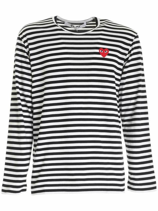 Comme des Garcons Play Striped long sleeves T-shirt in white