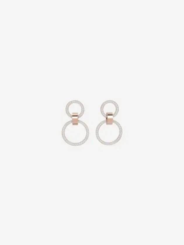 W 스와로브스키 할로우 후프 이어링 화이트 로즈 골드 플래팅 W Swarovski Hollow Hoop Earrings White Rose Gold Tone Plated