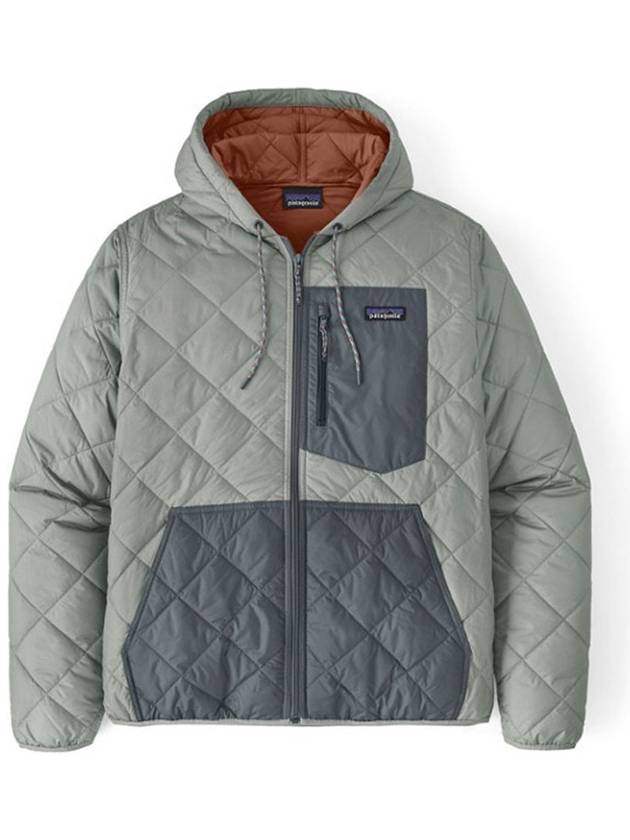 파타고니아 남성 다이아몬드 퀼티드 인슐레이티드 봄버 후디 등산 캠핑 재킷 Sleet Green