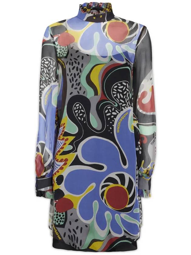 Moschino 하이넥 플로럴 프린트 셔츠 드레스 04230553_J1555