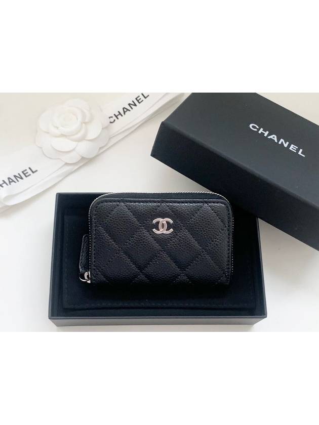 샤넬 클래식 지퍼돌이 카드지갑 캐비어 블랙 은장 AP0216