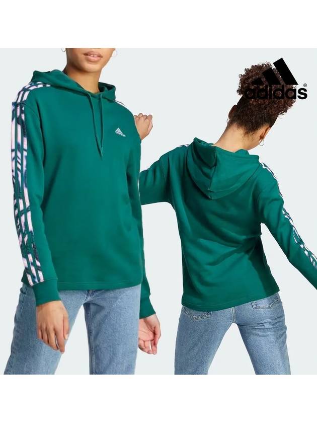 아디다스 여성 바이브런트 삼선 롱슬리브 탑 후드티셔츠 그린