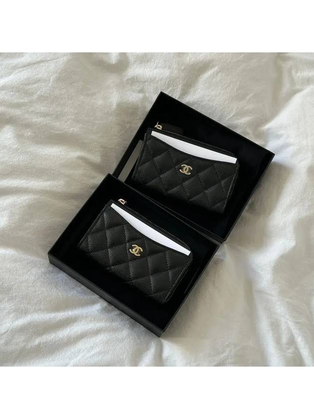 샤넬 사이드 지퍼 코인 카드지갑 블랙 금장 AP3179