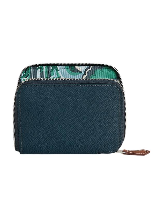 에르메스 실크인 반지갑 네이비 그린