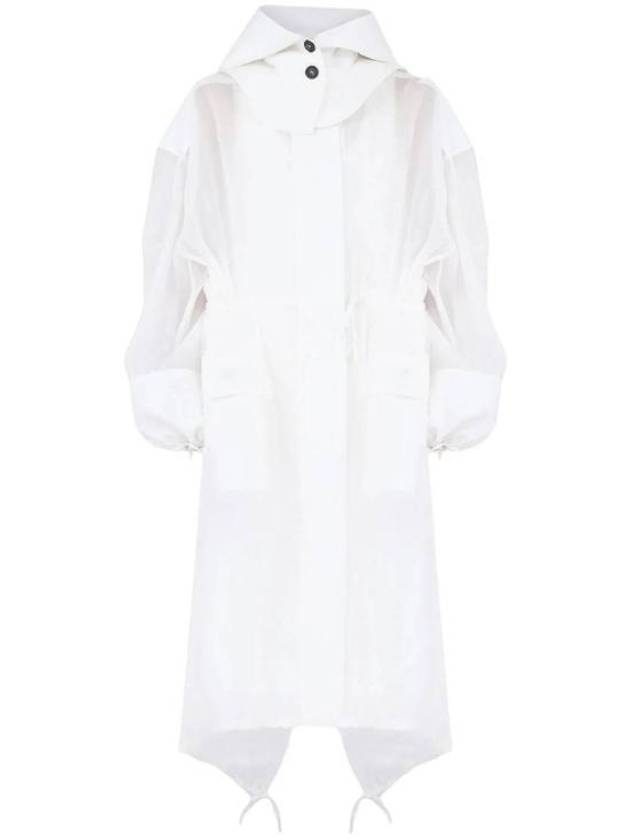 살바토레 페라가모 캐주얼 후드 트렌치 코트 화이트