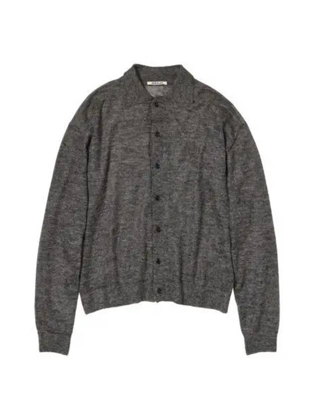 오라리 키드 모헤어 셰어 니트 카디건 탑 차콜 Auralee Kid Mohair Sheer Knit Cardigan Top Charcoal