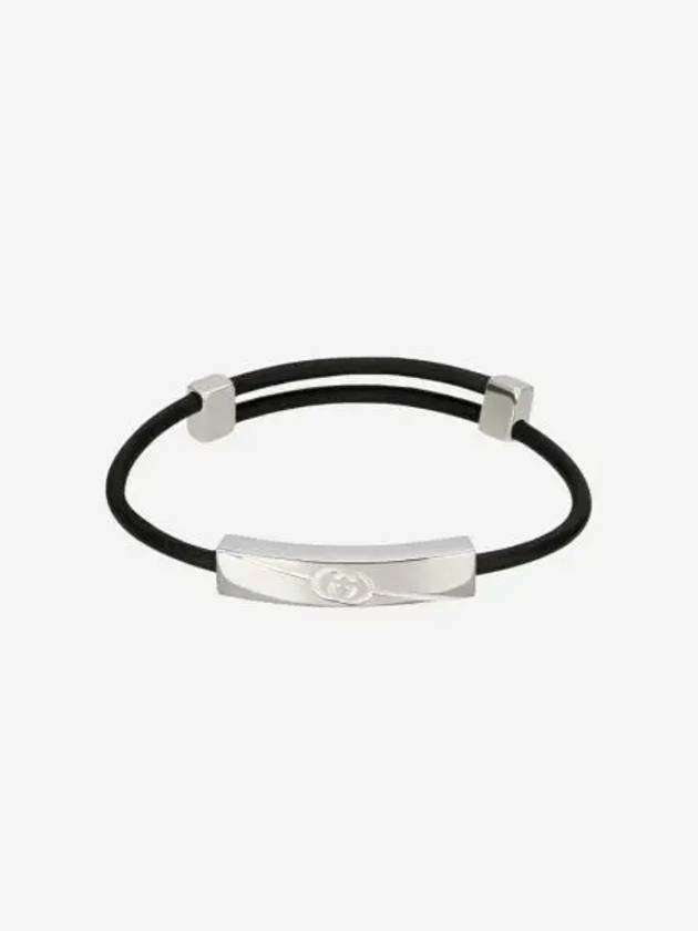 W 구찌 다이애그널 인터로킹 G 브레이슬릿 블랙 레더 W Gucci Diagonal Interlocking G Bracelet Black Leather