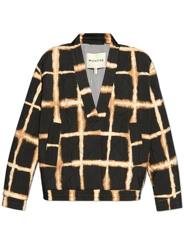 문테 그리드 패턴 릴렉스 재킷 2421506242200_BLACK