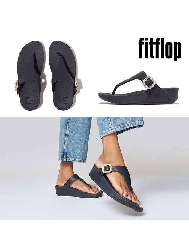 핏플랍 슬리퍼 루루 크리스탈 버클 가죽 쪼리 미드나잇네이비