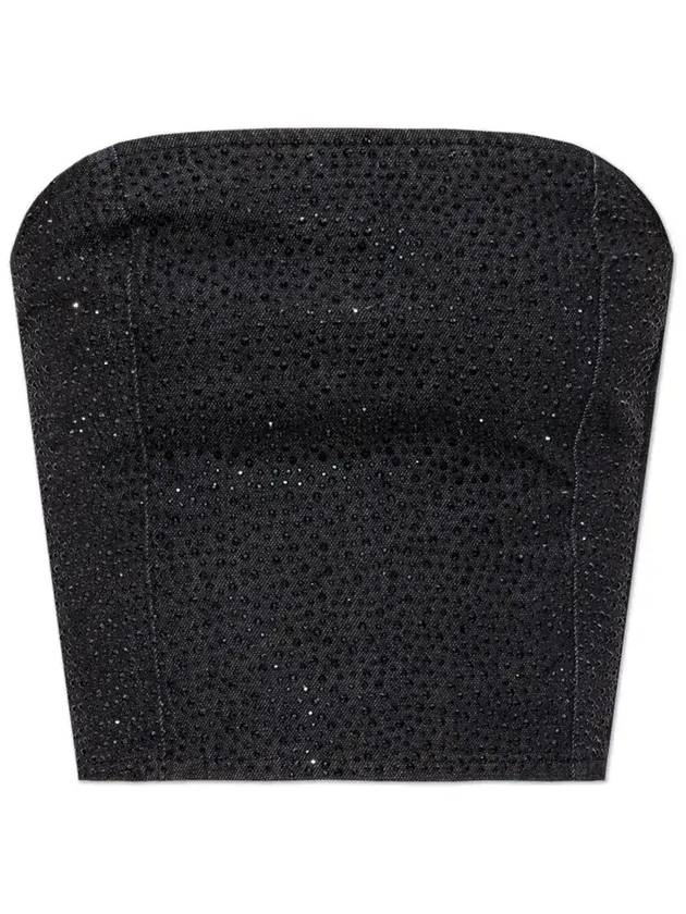 Gestuz 스트랩리스 장식 크롭 탑 109096780_DARKGREYWASHEDBLACK