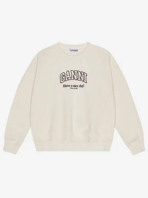 W 가니 화이트 그레이 이솔리 오버사이즈드 스웨트셔츠 에그렛 W Ganni White Grey Isoli Oversized Sweatshirt Egret
