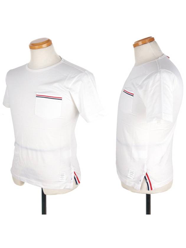 톰브라운 포켓 라운드 반팔 티셔츠 화이트